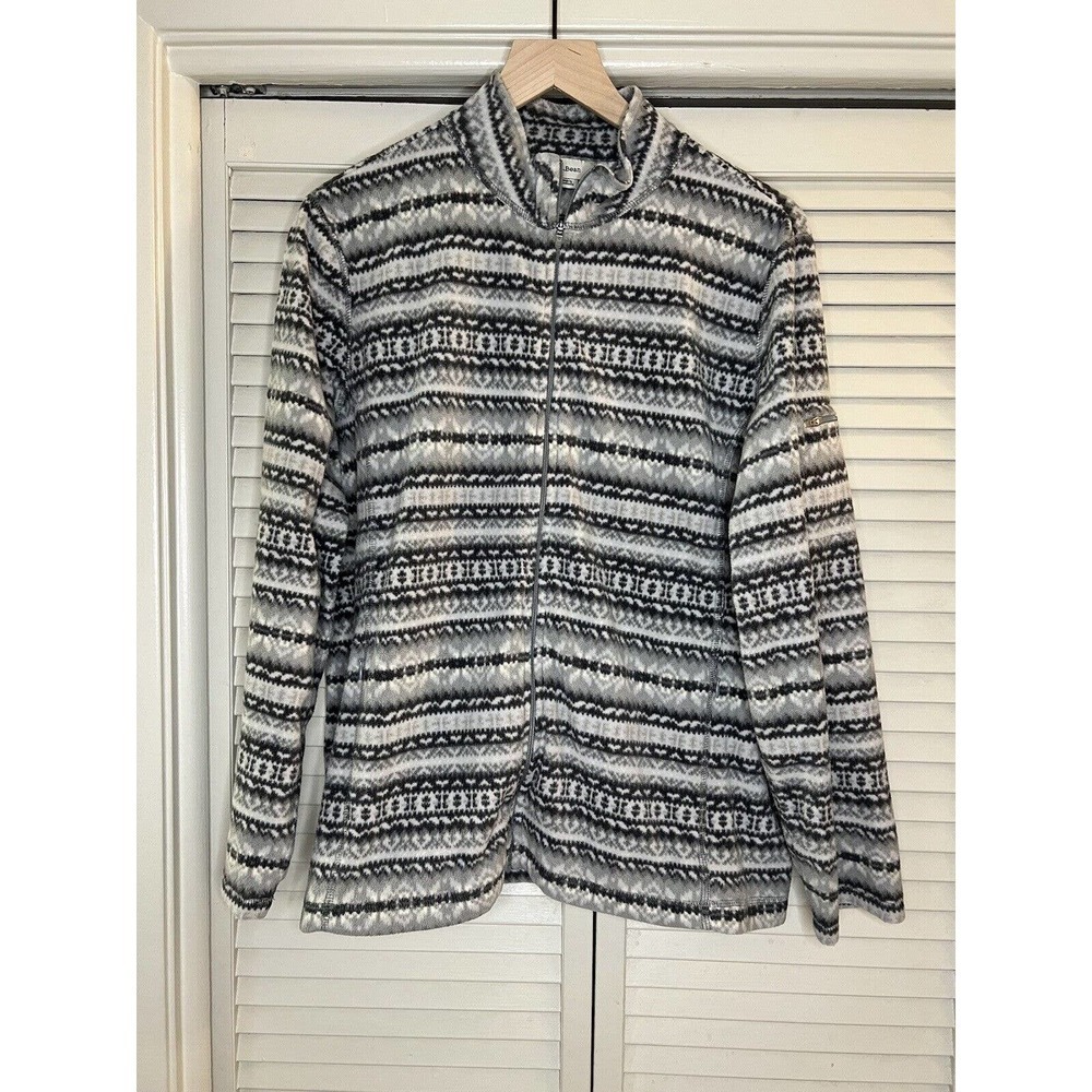 L.L. Bean Women's Fleece Hoodie Zip Up Jacket Size 1X Fair Isle